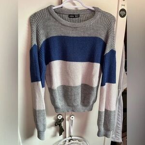 Shein Color Block Sweater - Gray, Blue, White